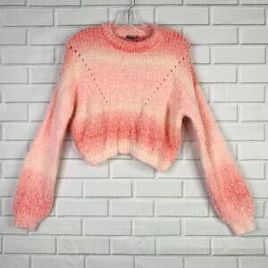 NWT Wild Fable sweater cropped fuzzy knit ombre coral pink spacedye size small